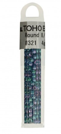 Toho Glass Perler 8-0 4g #321 grønn/blå/lilla