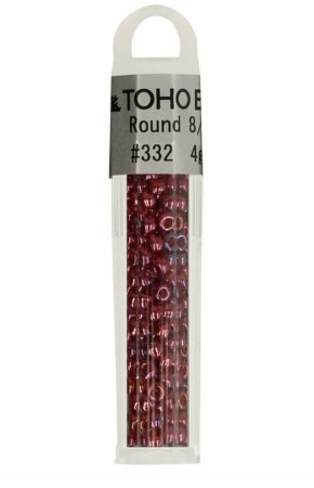 Toho Glass Perler 8-0 4g #332 rød/lilla/rosa